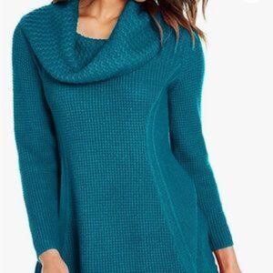 New Lake Blue Basic Turtleneck Knit Sweater